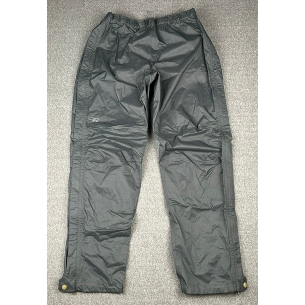 Outdoor Research Rampart Pants Mens Large Black Rain Shell Full Side Zip Hiking